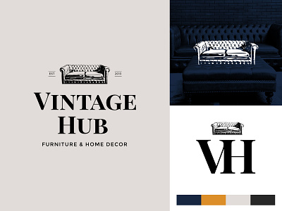 Vintage Hub branding furniture logo vector