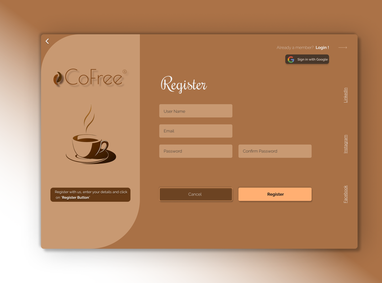 cofree-app-presentation-register-page-by-miguel-vanzeler-on-dribbble