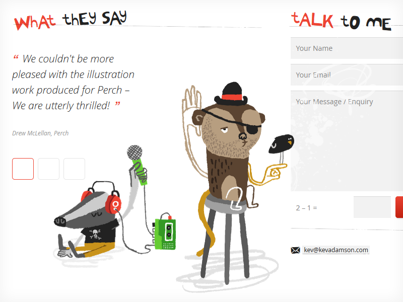 Badger and monkey with added details illustration quirky weird web design