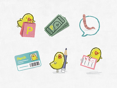 Perch Icons birds icons illustration