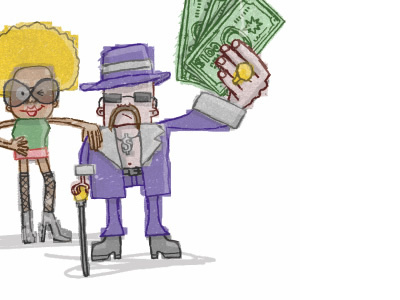 Pimp and ho yo dollar bills yeall hos illustration pimps
