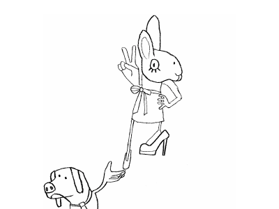 Dog and rabbit illustration