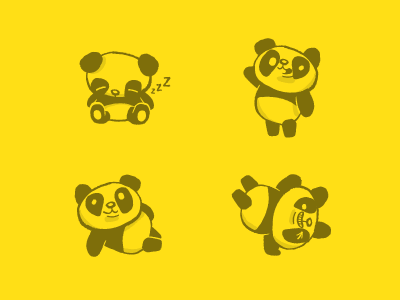From scanned pencil shapes to happy panda :) character design illustration