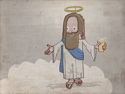 Jesus having a beer beer illustration jesus