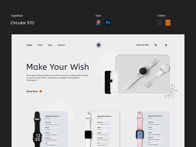 Smart Watch Landing Page Design 3d animation branding design graphic design hola lab landing page design logo motion graphics ui