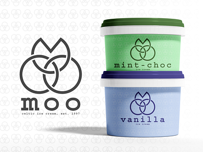 Moo Ice Cream brand branding branding design celtic celtic knot cow logo dessert desserts dribbbleweeklywarmup frozen yogurt ice cream ice cream logo ice cream shop ice cream truck icecream irish logo moo scotland scottish