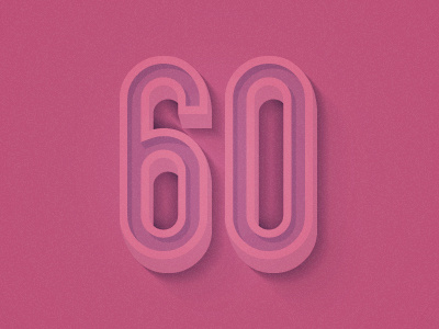 60 3d 60 dribbble numbers pink shadows typography years