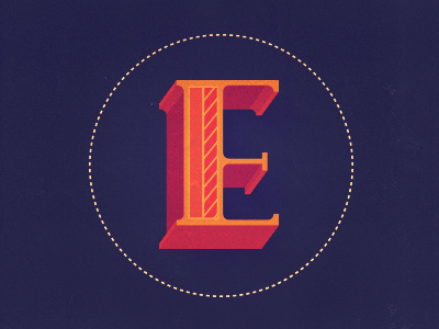 E 3d serif type typography