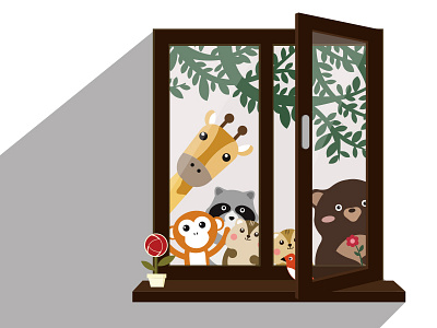 Window View of Animal friends