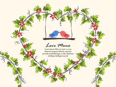 Love Birds bird flower frame leaf love sweet vine