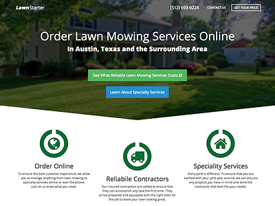Lawnstarter.com: Landing Page landing page lawn lawn care lawn care services