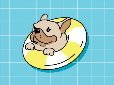 French Bulldog floating in a swimming pool by paocup ps on Dribbble