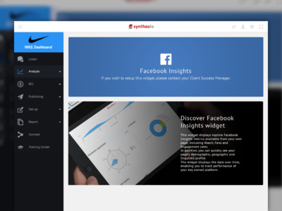 Facebook Insights Teasing Page blue dashboard facebook landing social synthesion