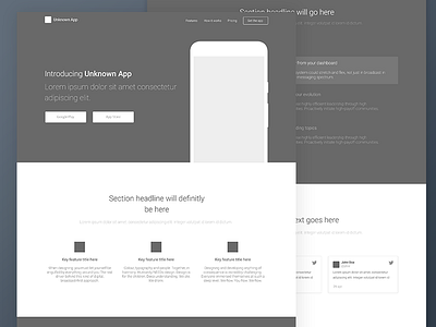 App Landing Page Wireframe app landing landing page marketing ux website wireframe