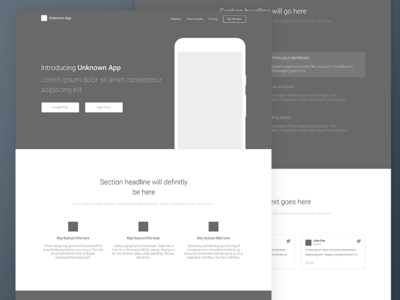 App Landing Page Wireframe app landing landing page marketing ux website wireframe