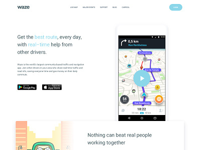 Waze Landing Page app concept landing marketing redesign ui ux waze website