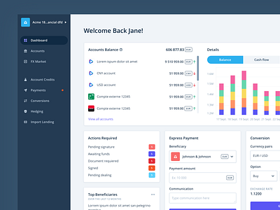 iBanFirst - New Dashboard app banking card chart dashboard data data visualization data viz finance fintech metric ui user interface ux