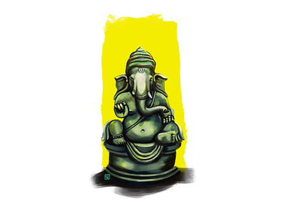 Ganapati Idol digital painting illustration painting
