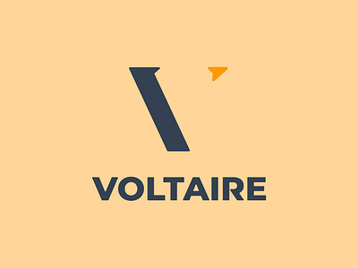 Voltaire Logo brand brand design branding branding design geotag location logo logo logo design logo design branding logo mark logodesign logotype negative space logo orange and grey orange logo serif logo v logo