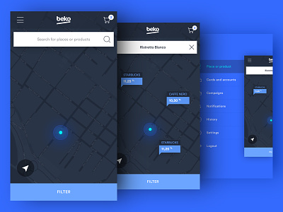 Beko POS Payment System | Wallet App, Map application filter location map menu mobile order