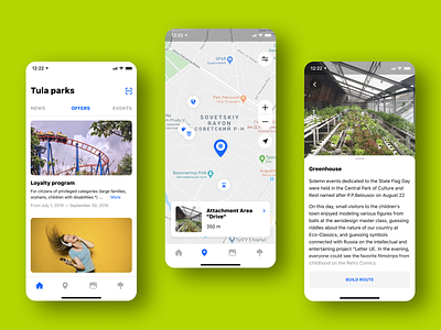 Tula Parks🌳 android app catalog design interface ios maps mobile mobile app parks places relax ui uiux design ux walk