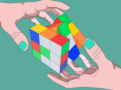 confusion adobe illustrator hand hands illustration rubiks cube vector vector art