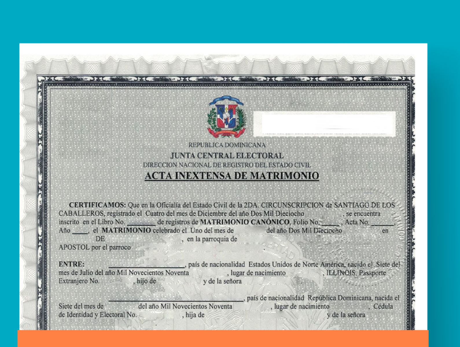Marriage Certificate Template Dominicana by Universal Translation