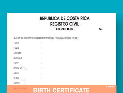 Birth Certificate Costa Rica certified translation certified translation template