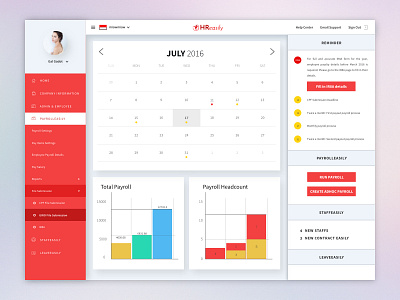 HReasily Core App Redesign v1.0 dashboard hr layout miawmiaw ui user experience user interface ux web web design