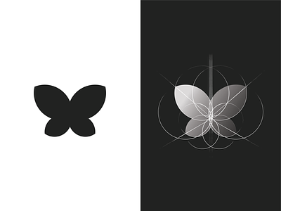 Butterfly logo 🦋 black black white brand brand identity branding butterfly butterfly logo clean design system golden ratio logo golden ration illustration logo simple vector visual design white
