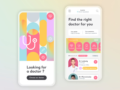 🩺Doctor app 💊 app clean color colorful design doctor mobile mobile app simple ui ux vector
