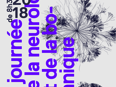 Journey of neurology and botanic poster blue code flowers gif grey neurone parametric poster random science