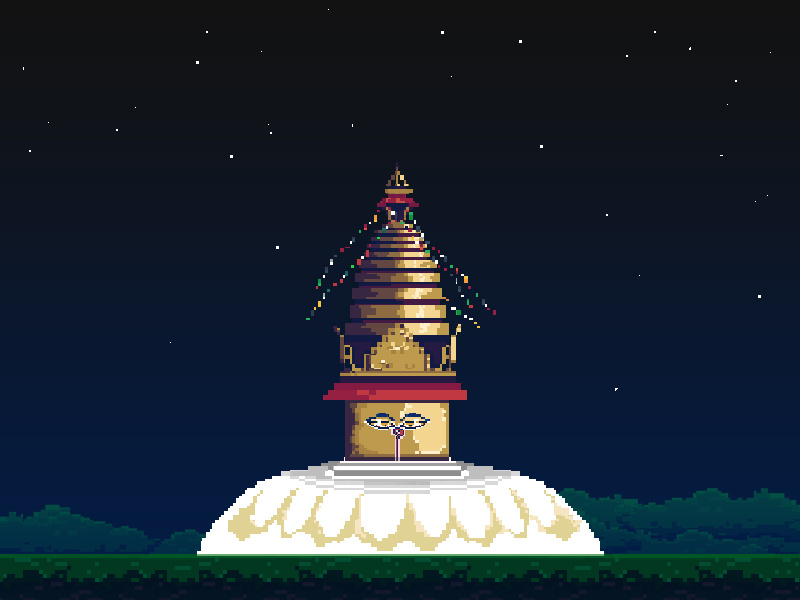Swayambhunath in pixels heritage buddhist nepal pixel art swayambhunath