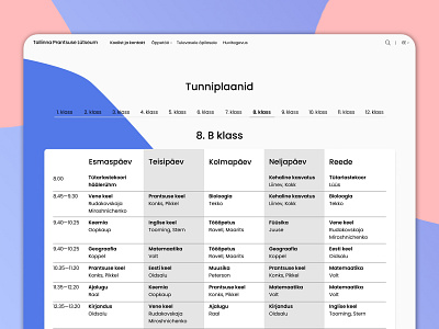 School Web Design: Schedules Page branding minimal planner prototyping schedule timetable typography ui ui design ux ux design web design webdesign