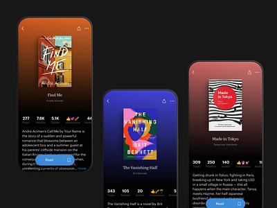 Book Page app book page color bg counters dark theme product page reading app