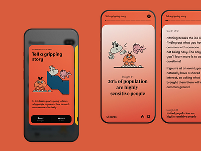Reading cards app colourful illustration learning app modal reading experience stories stories navigation typography ui