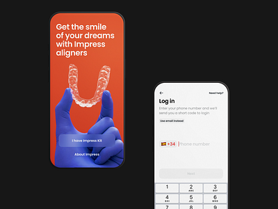 Impress App app country picker health app input login mobile phone number product design visual