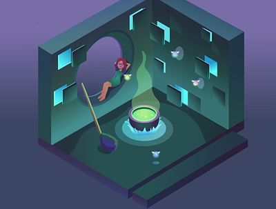 witch adobe illustrator ai art character design illustration isometric isometry potion vector vector art witch