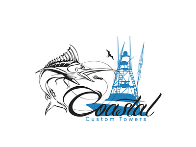 Coastal Custom Towers Logo branding design logo typography