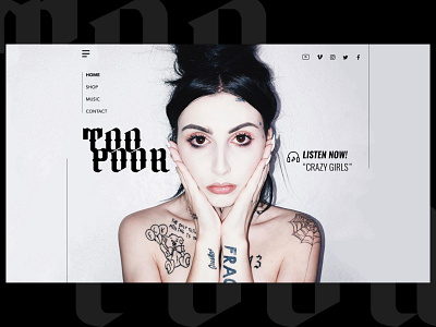 TOOPOOR WEBSITE CONCEPT brand cyberpunk girl goth logo music music art punk punk rock riot toopoor ui ux web website
