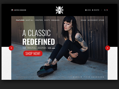 TUK SHOE FOOTWEAR WEB CONCEPT adobexd alternative fashion brand clean fresh girl hannah pixie snowdown home shoes ui uiux ux website