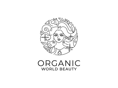 ''Organic World Beauty'' Feminine Logo brand identity feminine feminine logo feminine logo design feminine logos line art line art illustration line art logo logo logo design logodesigner logodesigns logoicon logoideas logomark logomarks logos logotype minimal minimal logo