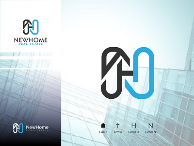 Letter H + N + Home + Arrow Icon concept ''Real Estate Logo''