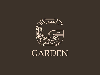 Letter G + Garden Concept Line Art Logo