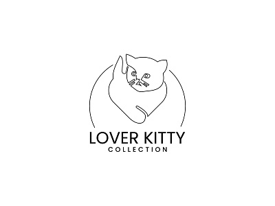 One line art ''Love icon + Cat icon Logo concept