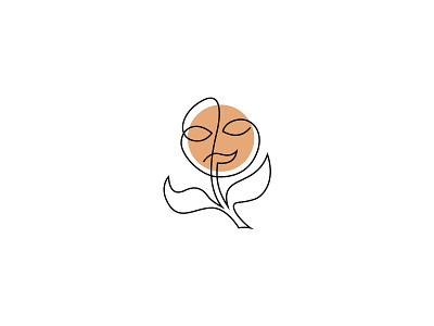 One Line Art Face Sun Leaf Icon By Md Humayun Kabir On Dribbble