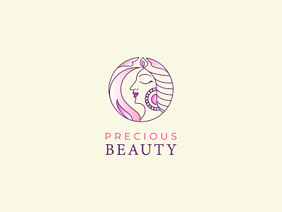 Line art feminine logo, ''Precious Beauty salon logo''