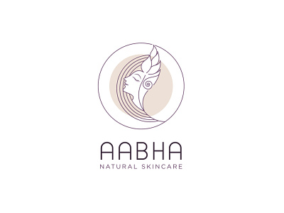 Line Art Feminine Logo, Aabha Skin Care