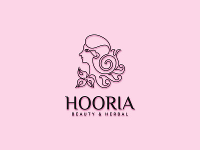 One line art, Line art feminine logo, ''Beauty & Herbal'' logo