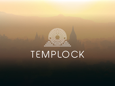 Line Art Logo Icon, Sun + Lock Icon + Temple logo